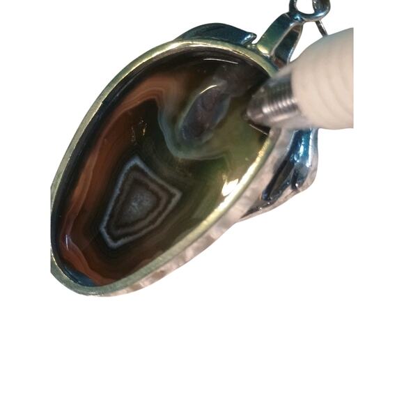 Pendant Jewelry Montana Agate & Black Onyx Gemstone Handmade Dragon 2.8" - Picture 5 of 5